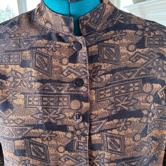 Chico black/bronze long jacket with mandarin collar - Picture 2 of 9